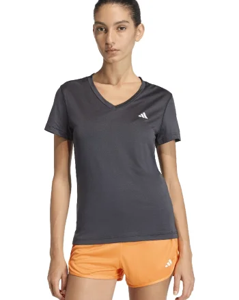 Tricou slim fit cu decolteu in V, pentru fitness Essentials, Negru