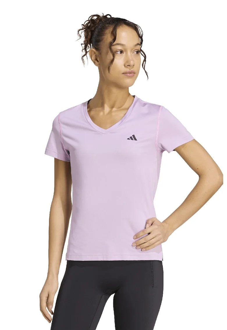 Tricou slim fit cu decolteu in V, pentru fitness Essentials, Lila