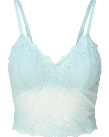 Top crop din dantela Daily, Albastru