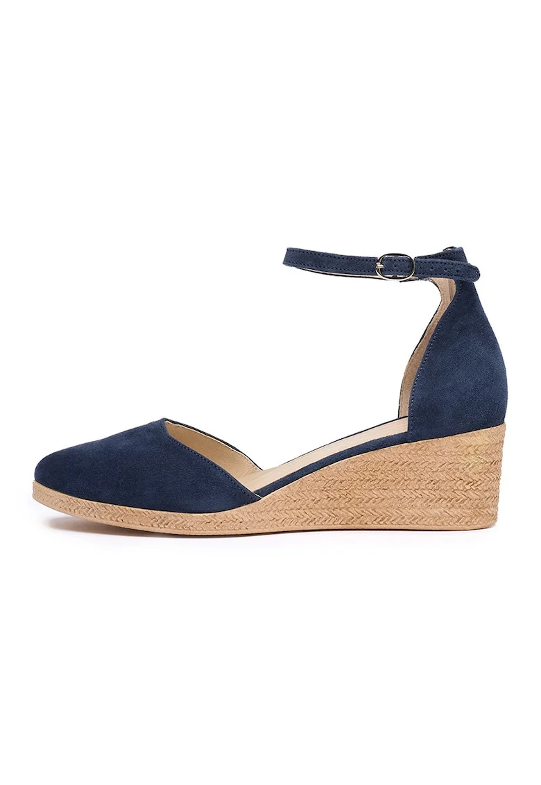 Espadrile wedge din piele intoarsa Megi, Bleumarin