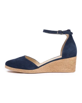 Espadrile wedge din piele intoarsa Megi, Bleumarin