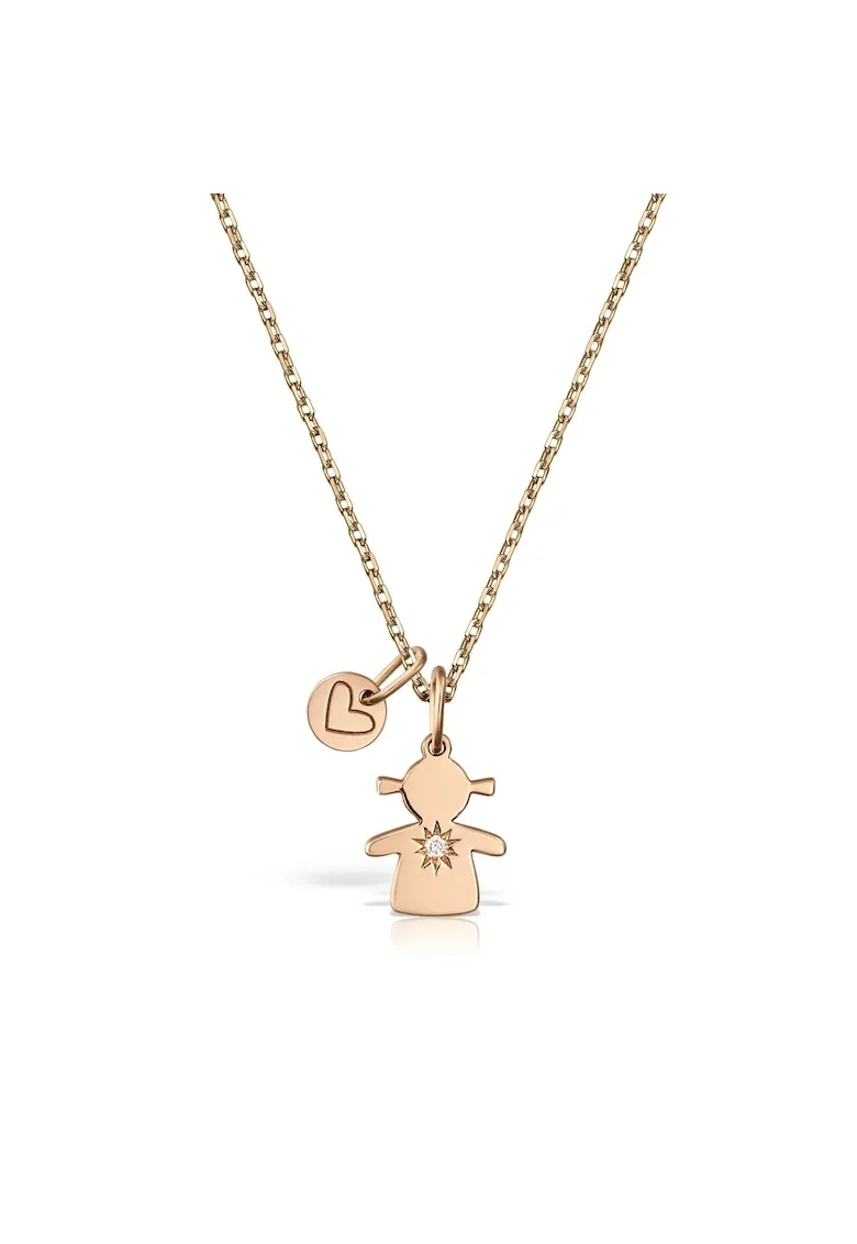 Pandantiv din aur cu un diamant Inima si Fata, Auriu rose