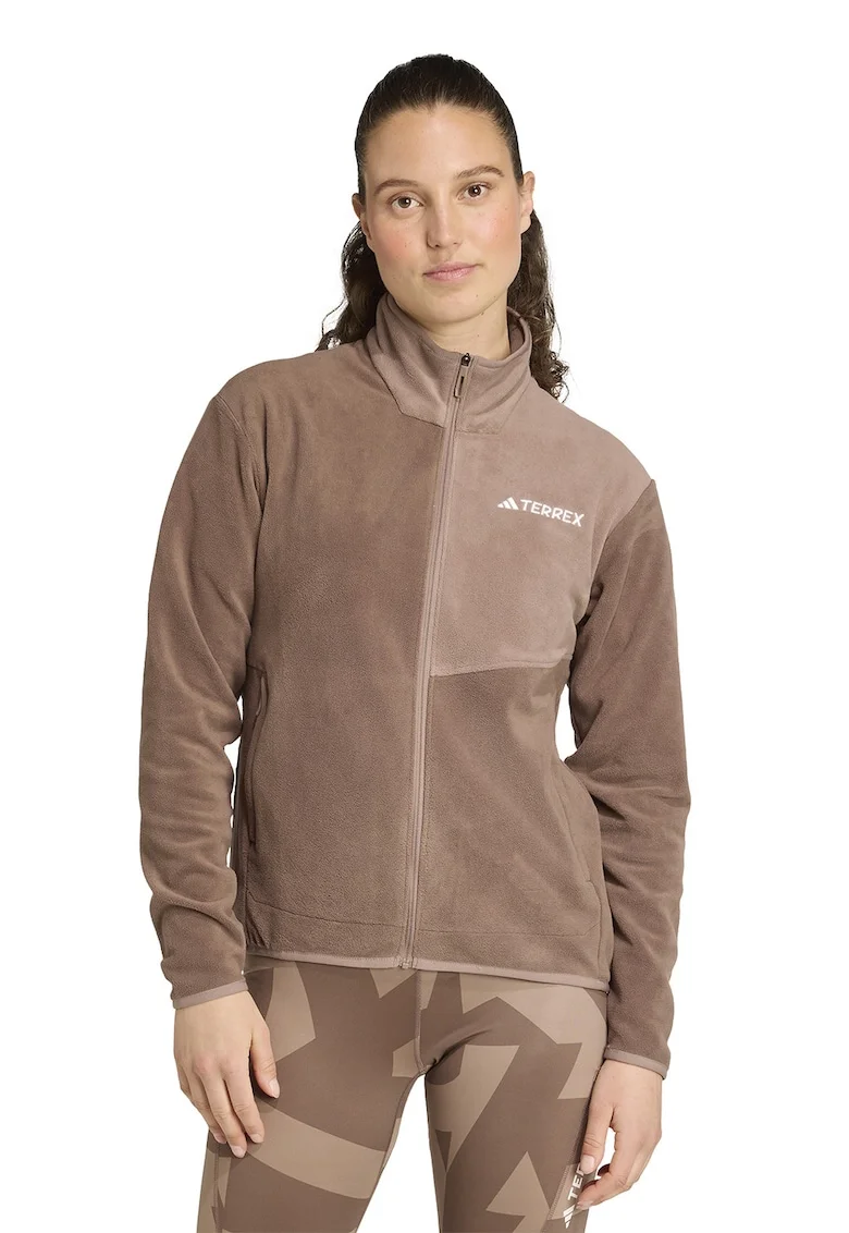 Bluza de trening cu fermoar, pentru drumetie, Maro/Maro deschis