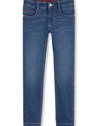Blugi slim-fit cu talie medie, Albastru prafuit