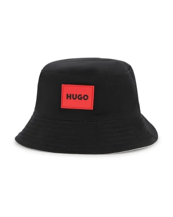 Palarie bucket reversibila cu aplicatii logo, Alb/Negru