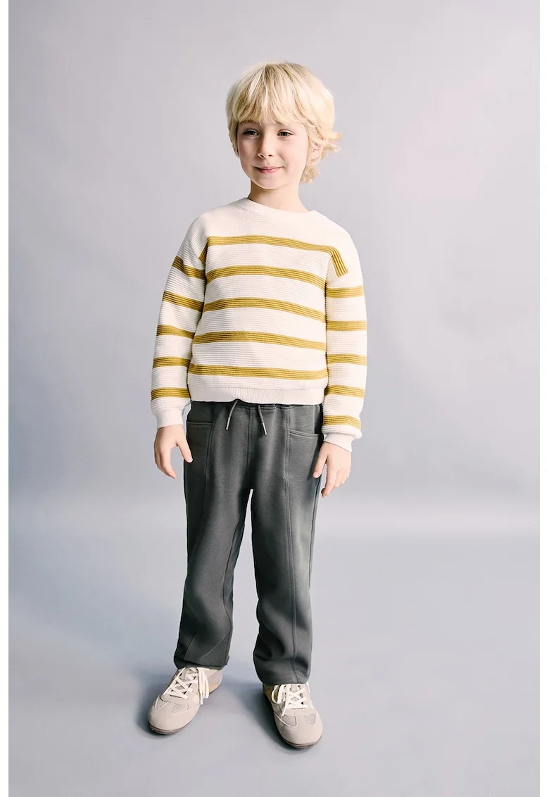Pantaloni de trening cu snur de ajustare in talie, Gri carbune