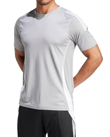 Tricou slim fit pentru fotbal TIRO24, Alb/Gri deschis