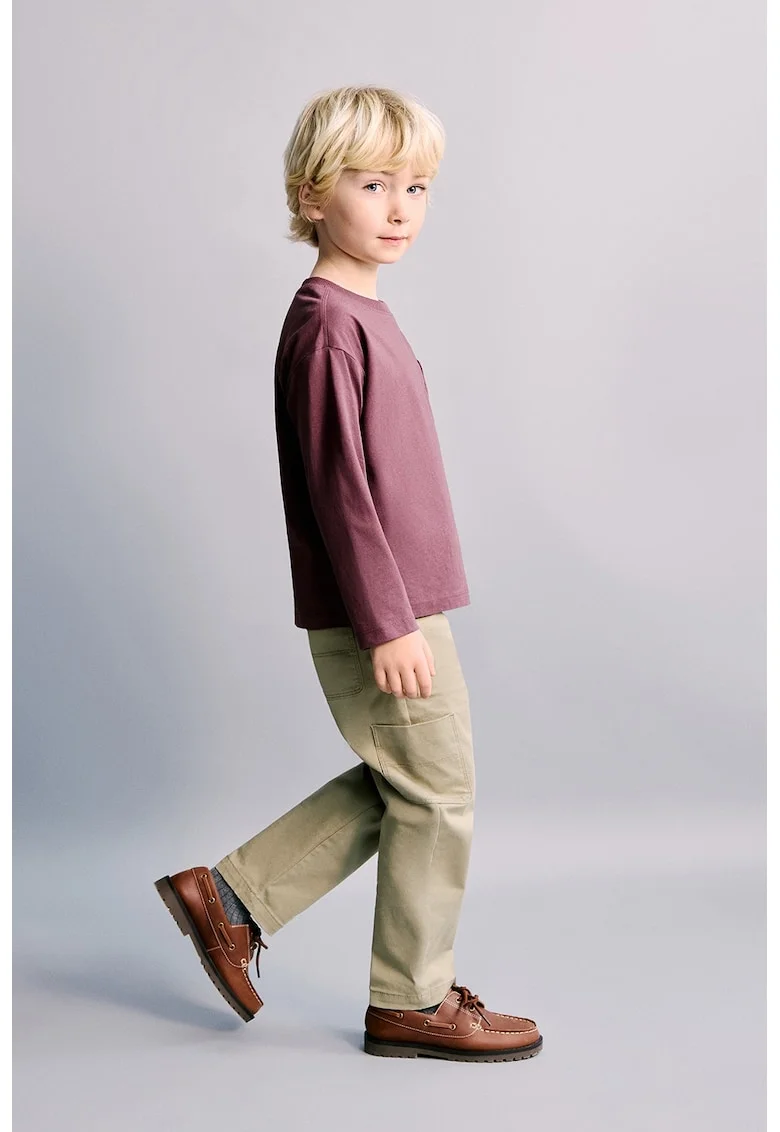 Pantaloni cu croiala dreapta si buzunare multiple, Kaki