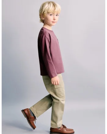 Pantaloni cu croiala dreapta si buzunare multiple, Kaki