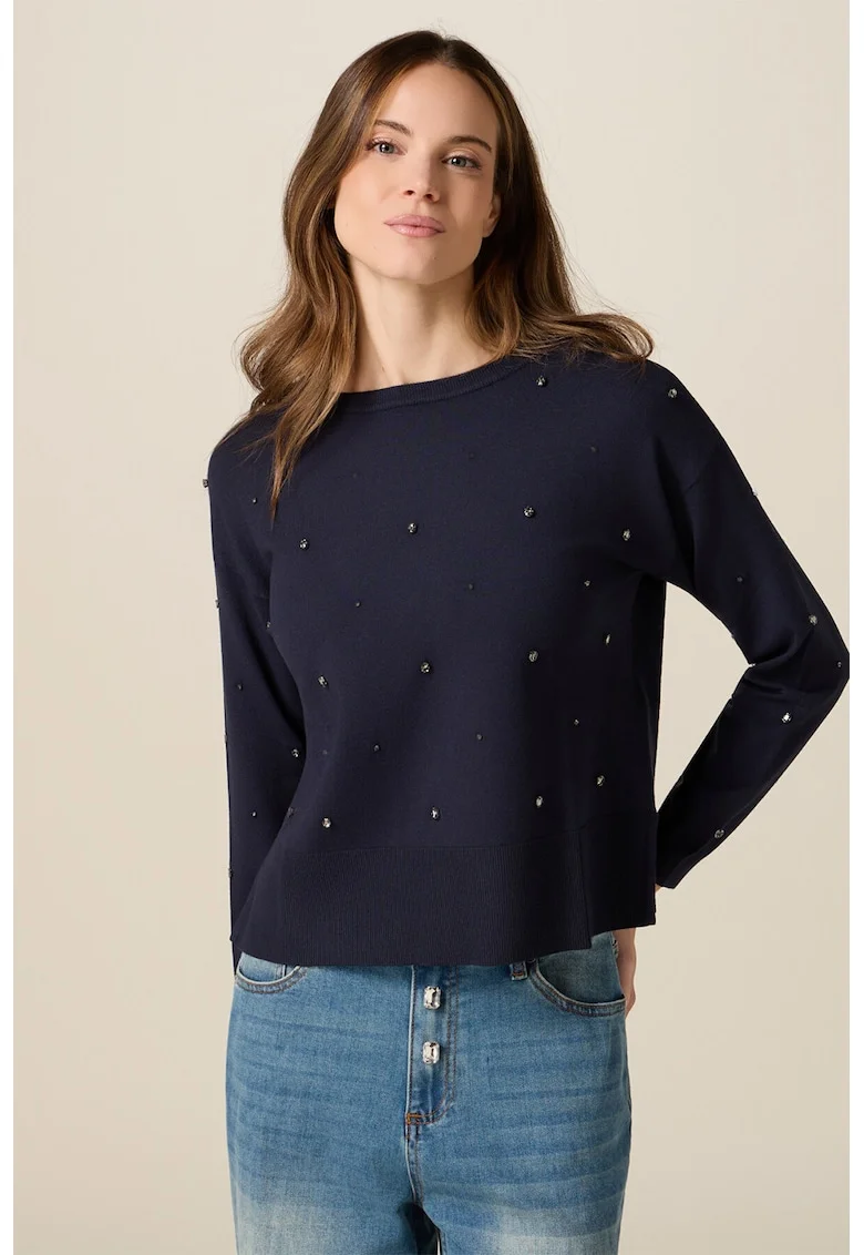 Pulover cu strasuri, Bleumarin