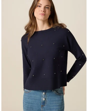 Pulover cu strasuri, Bleumarin