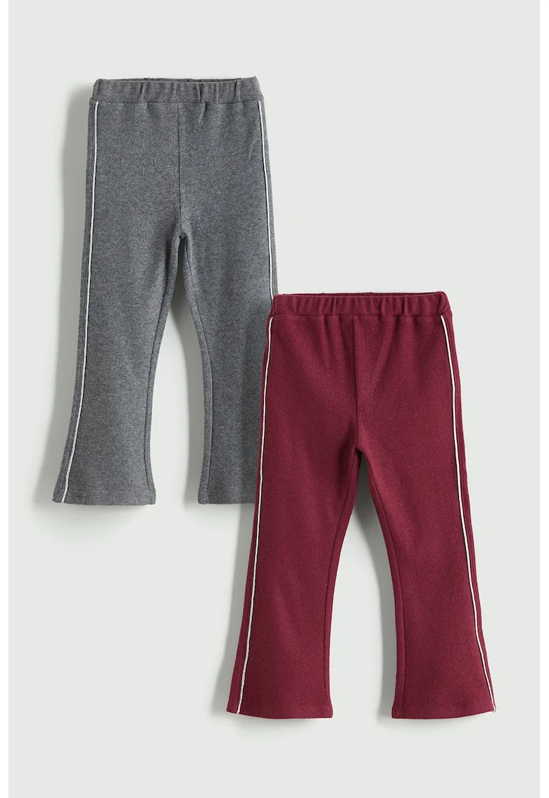Set de pantaloni evazati - 2 piese, Roz zmeuriu/Gri