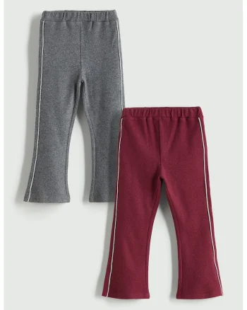 Set de pantaloni evazati - 2 piese, Roz zmeuriu/Gri