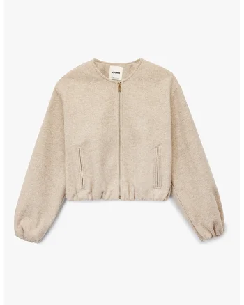 Jacheta crop cu terminatii elastice, Maro camel