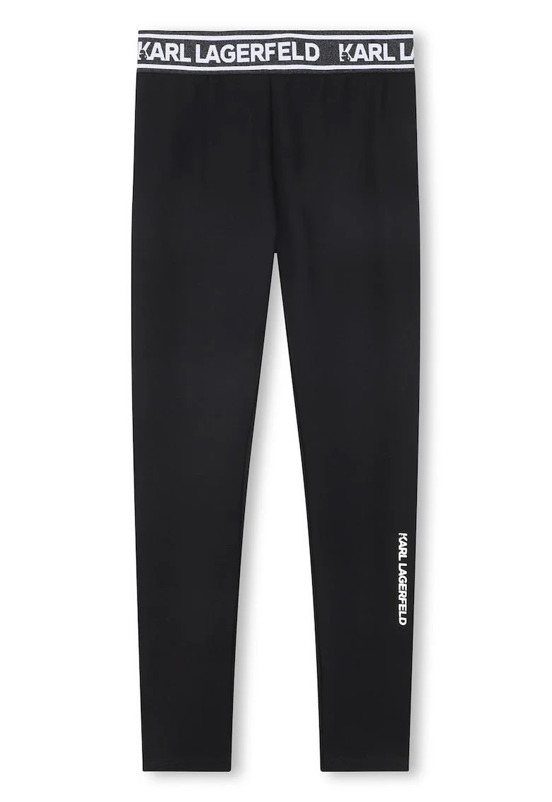 Colanti slim fit cu banda logo in talie, Negru/Alb optic