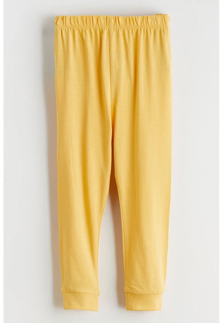 Pantaloni de bumbac cu talie elastica, Galben inchis
