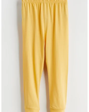 Pantaloni de bumbac cu talie elastica, Galben inchis