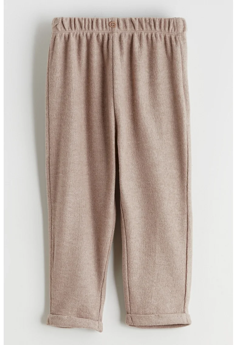 Pantaloni drepti cu terminatie rasucita, Maro deschis