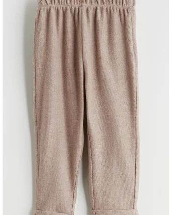 Pantaloni drepti cu terminatie rasucita, Maro deschis