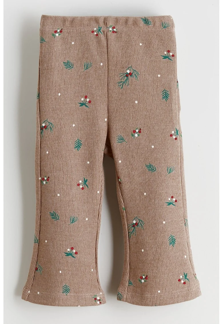 Colanti evazati cu model floral, Maro deschis