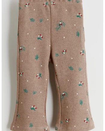 Colanti evazati cu model floral, Maro deschis