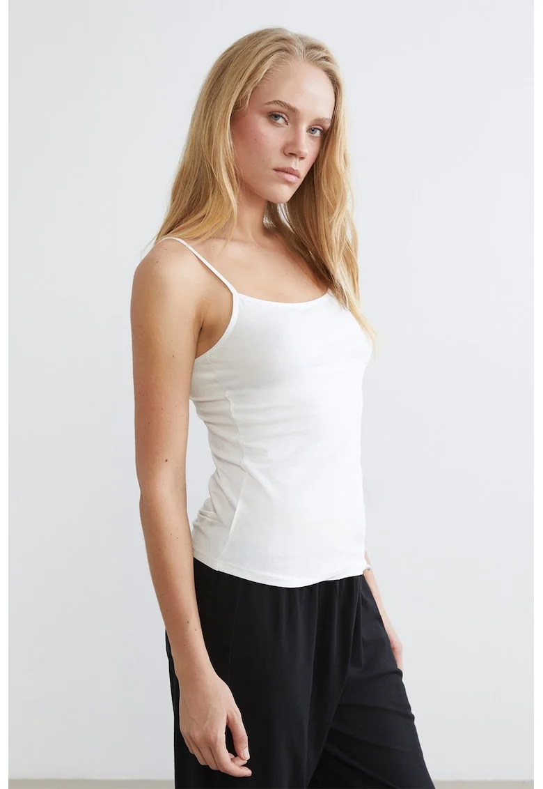 Top cu bretele ajustabile, Alb optic