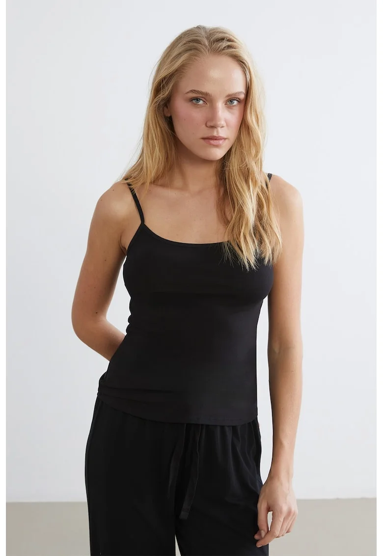 Top cu bretele ajustabile, Negru