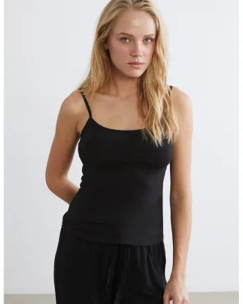 Top cu bretele ajustabile, Negru