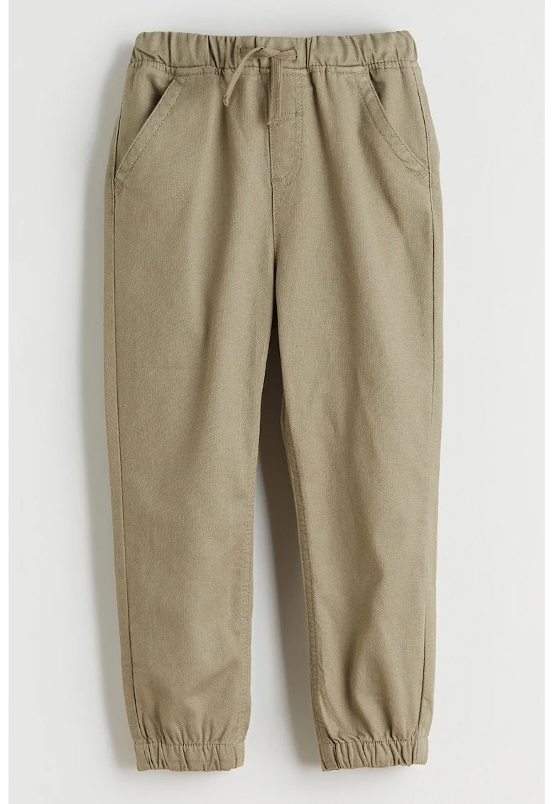 Pantaloni cu croiala conica si talie ajustabila, Kaki