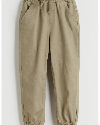 Pantaloni cu croiala conica si talie ajustabila, Kaki