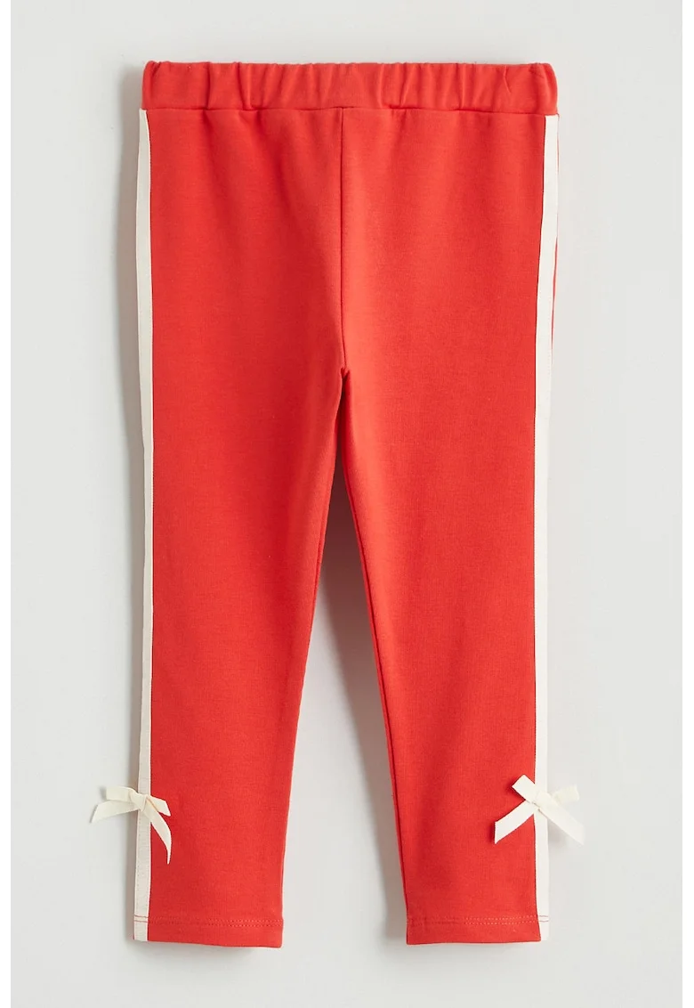 Pantaloni slim fit cu funde laterale, Coral