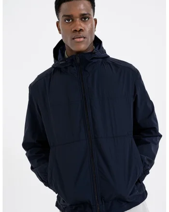 Jacheta regular fit rezistenta la apa cu gluga, Negru
