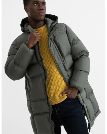 Geaca lunga cu vatelina, Verde pal