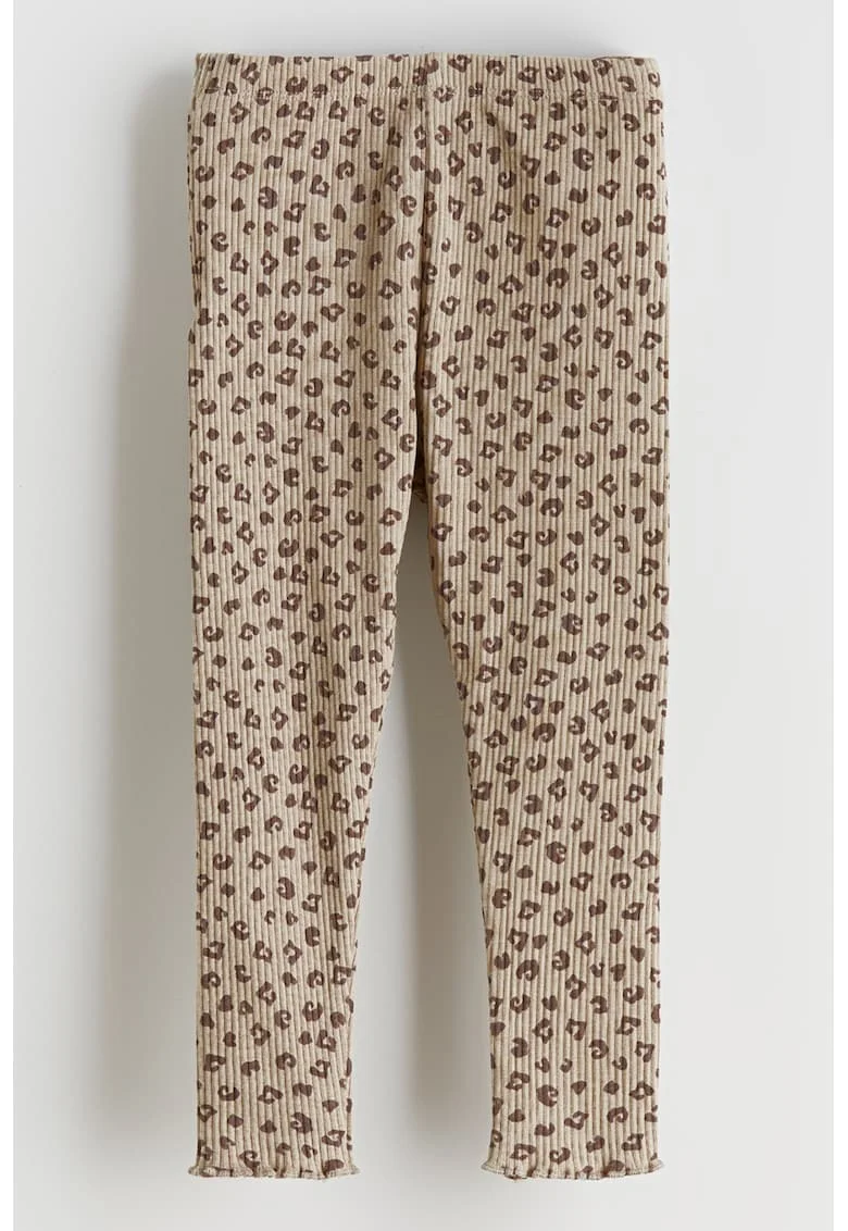 Colanti striati cu animal print, Maro/Bej