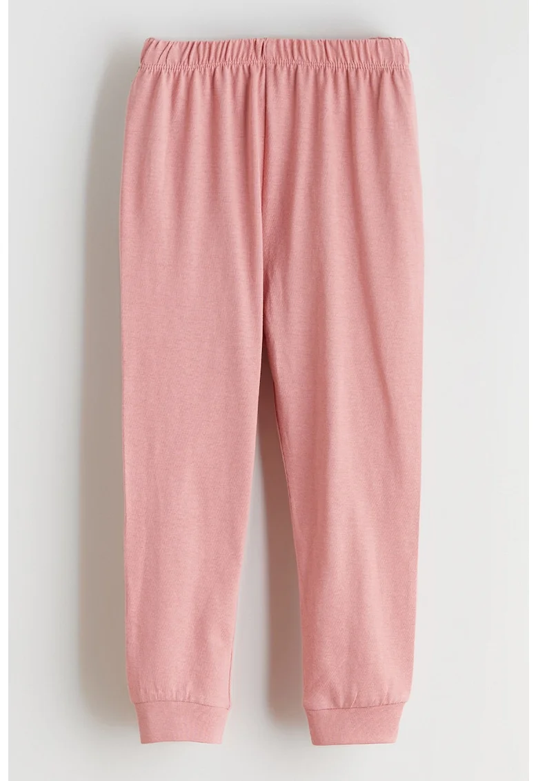 Pantaloni conici cu model uni, Roz prafuit