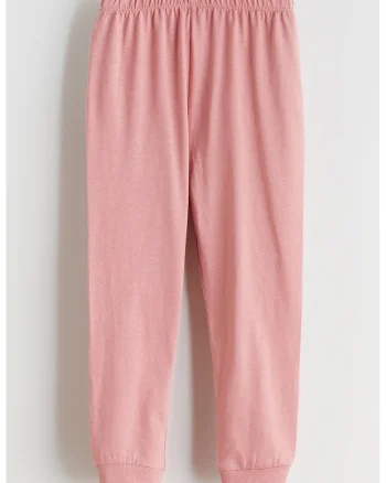 Pantaloni conici cu model uni, Roz prafuit