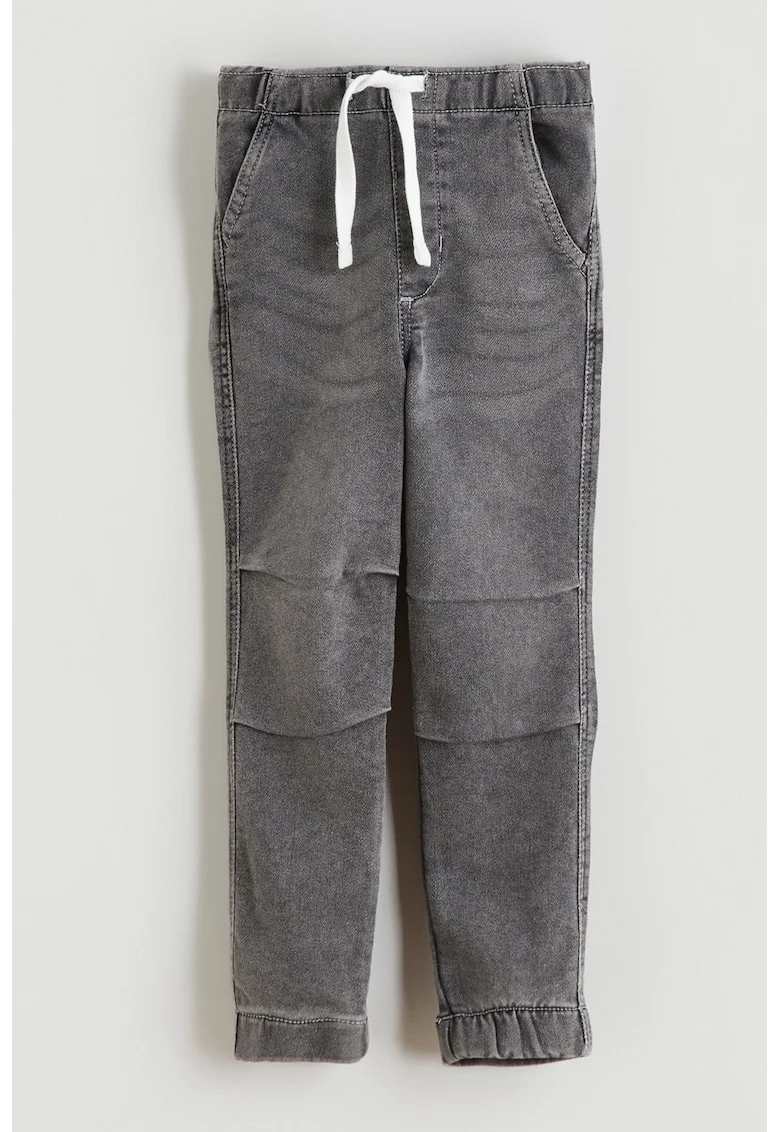 Blugi jogger cu detalii plisate, Gri melange
