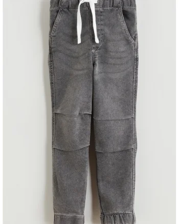 Blugi jogger cu detalii plisate, Gri melange