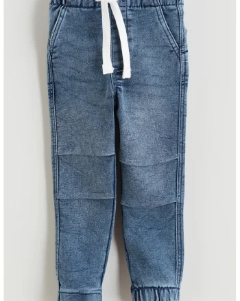 Blugi jogger cu detalii plisate, Albastru pastel