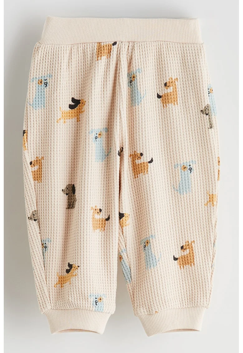 Pantaloni jogger din bumbac cu imprimeu caini, Portocaliu/Albastru/Bej deschis