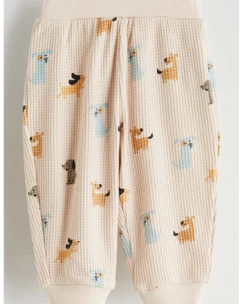 Pantaloni jogger din bumbac cu imprimeu caini, Portocaliu/Albastru/Bej deschis