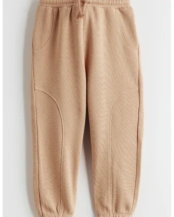 Pantaloni de trening din bumbac cu snur, Maro deschis