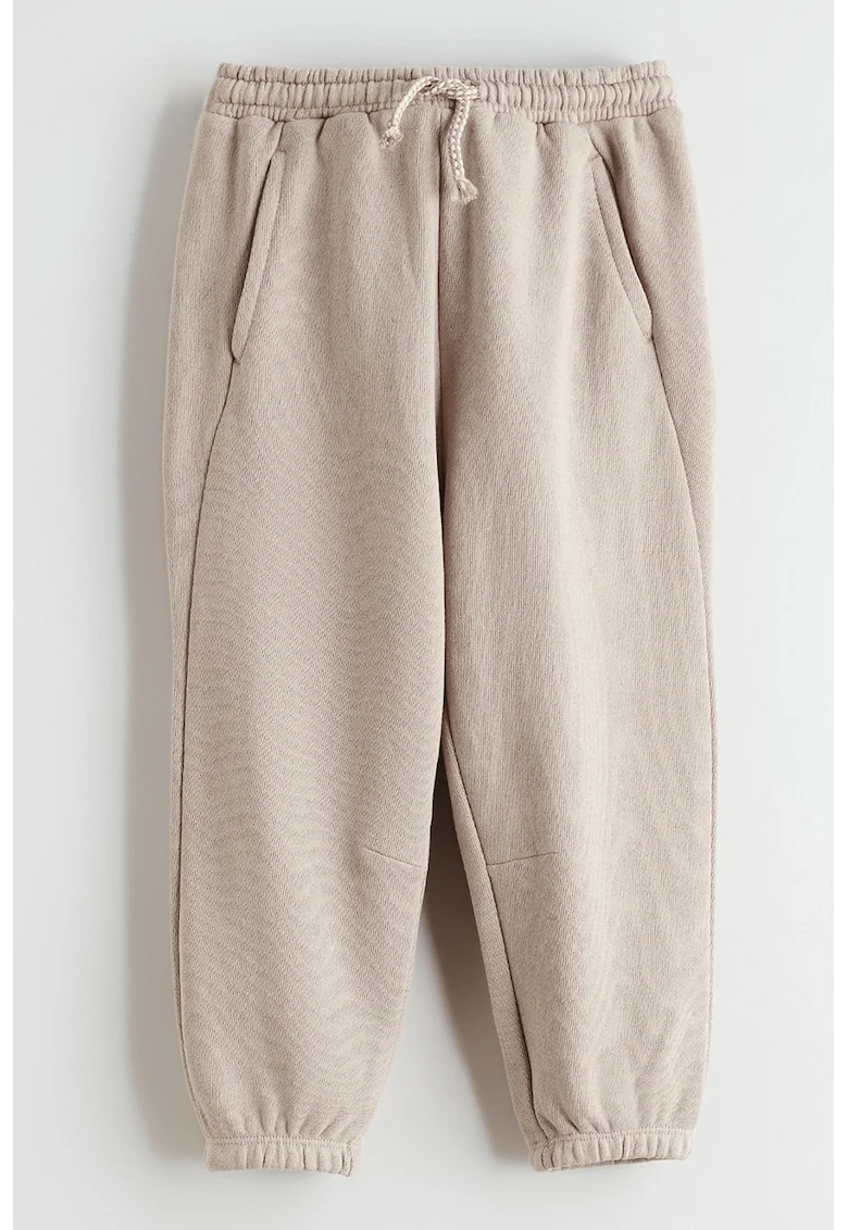 Pantaloni de trening cu croiala conica si snur, Bej deschis