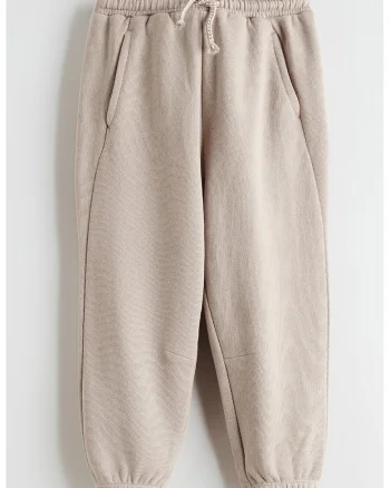 Pantaloni de trening cu croiala conica si snur, Bej deschis