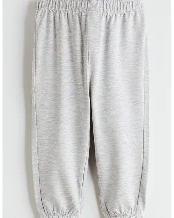 Pantaloni de trening din bumbac cu model uni, Gri melange