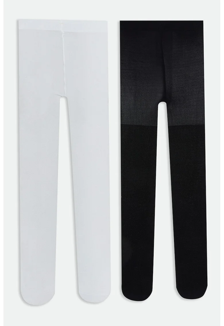Set de dresuri tricotate cu talie elastica - 2 perechi, Alb/Negru