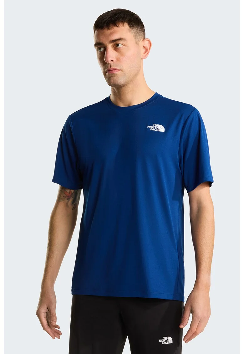Tricou cu imprimeu logo pe partea din spate pentru fitness 24/7, Albastru indigo