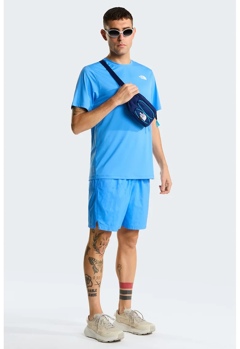 Tricou regular fit cu detaliu logo pentru fitness 24/7, Albastru glaciar