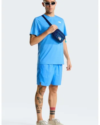 Tricou regular fit cu detaliu logo pentru fitness 24/7, Albastru glaciar