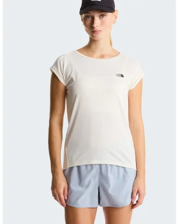 Tricou cu decolteu rotund si detaliu logo pentru fitness W Tanken, Alb fildes